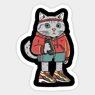 Runner Running Cat Sport Club Sticker